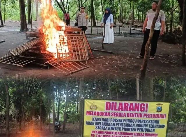 Polsek Puncu Polres Kediri Sikat Habis Arena Sabung Ayam: Respon Cepat Laporan Warga, Judi Musuh Bersama!