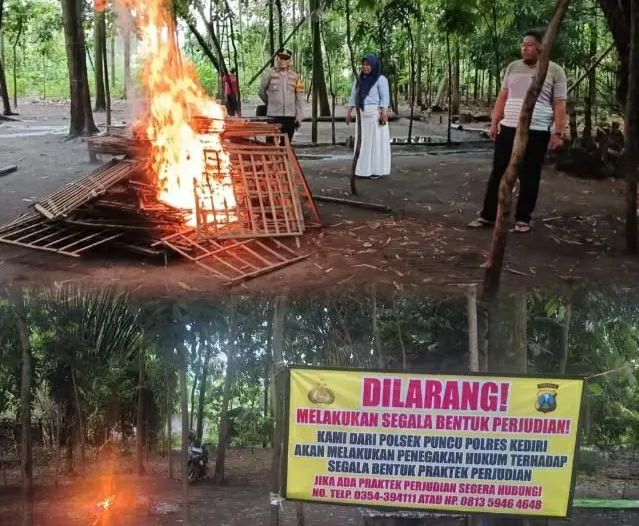 Polsek Puncu Polres Kediri Sikat Habis Arena Sabung Ayam: Respon Cepat Laporan Warga, Judi Musuh Bersama!