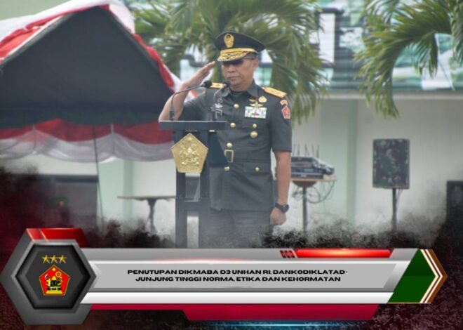 Penutupan Dikmaba D3 Unhan RI, Dankodiklatad : Junjung Tinggi Norma, Etika dan Kehormatan