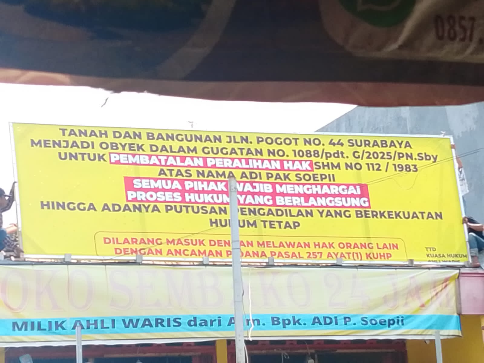 Polemik Tanah Pogot B44 Surabaya, Klaim Ahli Waris dan Dugaan Penyerobotan Mengemuka