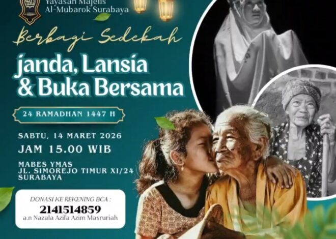 Yayasan Majelis Al-Mubarok Surabaya Gelar Santunan Janda, Lansia dan Buka Bersama