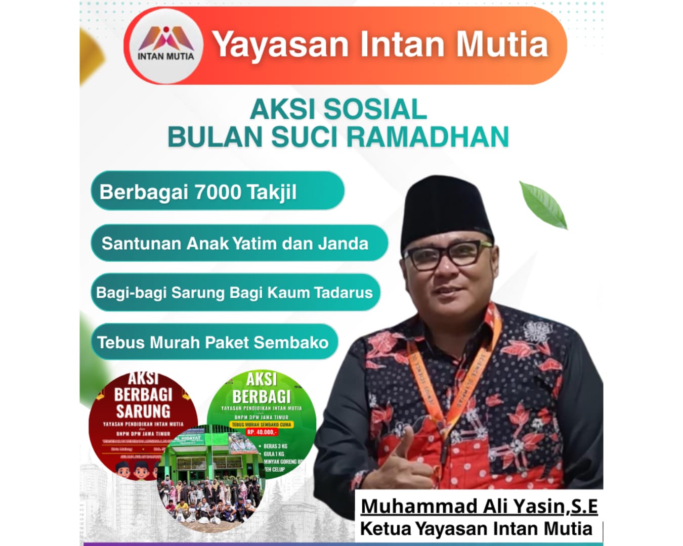 Yayasan Intan Mutia Tebar Kepedulian di Bulan Ramadhan, Ribuan Paket Takjil dan Bantuan Sosial Disalurkan Bersama BNPM