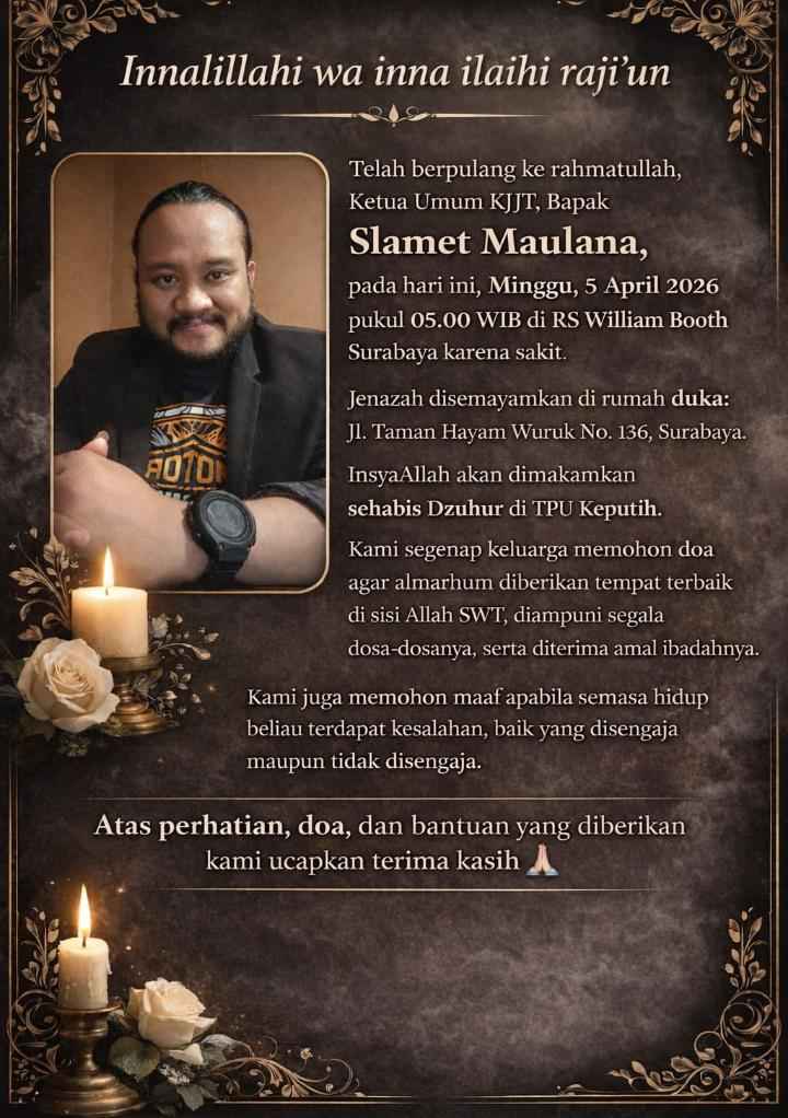Kabar Duka dari Surabaya: Ketua Umum KJJT Slamet Maulana Wafat Karena Sakit