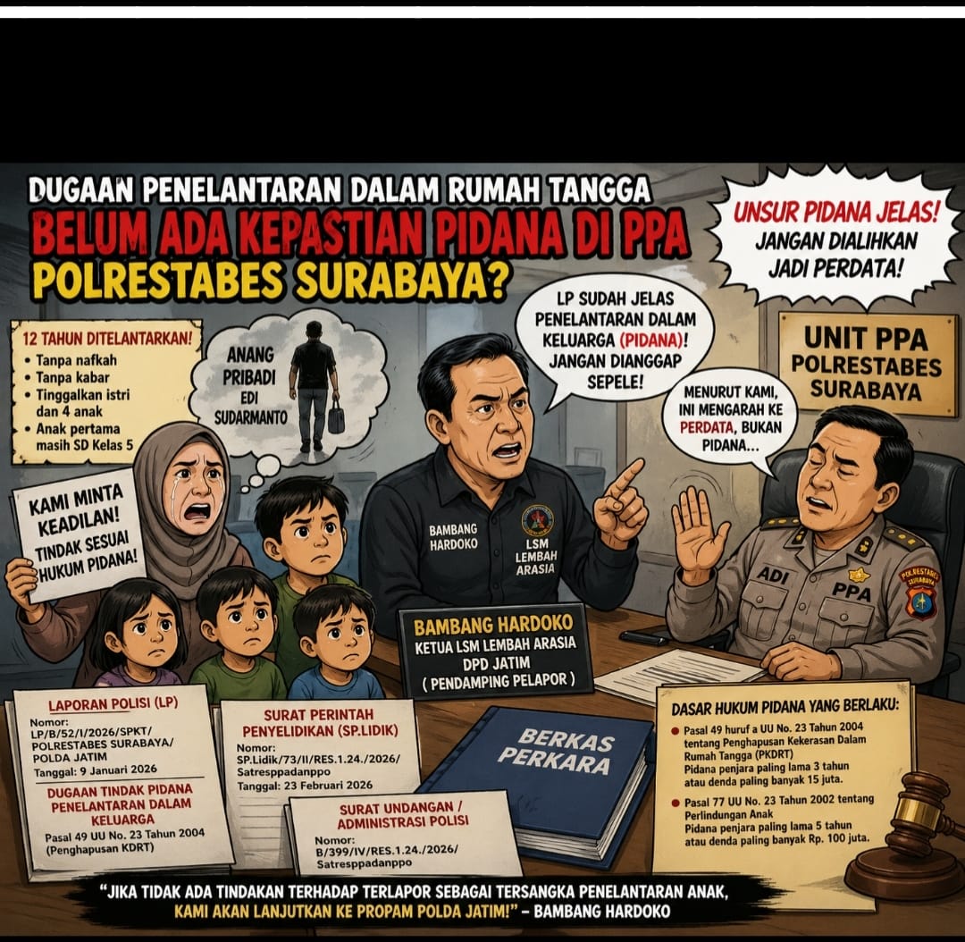 LP Sudah Terbit, Unsur Pidana Dinilai Jelas: Pelapor dan Pendamping LSM Kecewa Penanganan PPA Polrestabes Surabaya Dinilai Tak Konsisten